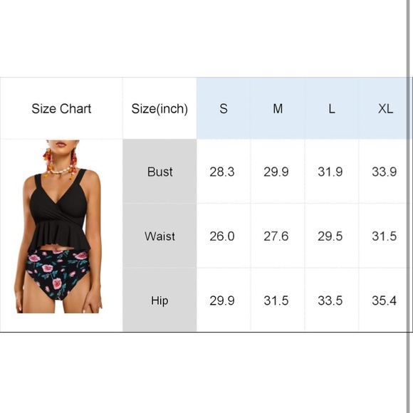 XL Women Ruffle Bikini Peplum V Neck Tankini Swimsuit - Picture 5 of 7